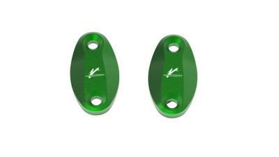 VALTER MOTO MIRROR HOLES COVERS IN GREEN KAWASAKI ZX10R 04-07 / ZX636 05-08 / Z1000SX image