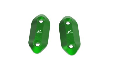 VALTER MOTO MIRROR HOLES COVERS IN GREEN KAWASAKI ZX10R/ABS 2008-2010 image