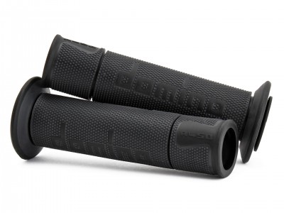 DOMINO A450 MEDIUM SOFT ROAD & RACE GRIPS ANTHRACITE / BLACK OPEN ENDED D.22mm L.126mm image