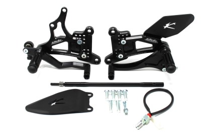 VALTER MOTO T1.5 ADJ. REARSETS KAWASAKI ZX6/636R/RR 09-20  *INC ABS* IN BLACK image