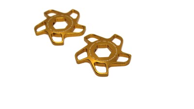 VALTER MOTO FORK PRELOAD ADJUSTERS IN GOLD KAWASAKI / SUZUKI / YAMAHA / TRIUMPH image