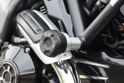 1 PAIR GSG PROTECTORS, DUCATI SCRAMBLER 1100 2018 ON,BLACK ANODIZED ADAPTOR image