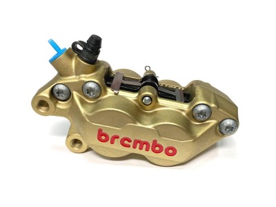 BREMBO OE FRONT BRAKE CALIPER P4-30/34  L/H GOLD 40MM LUGS, 1 PIN BEN-066 PADS image