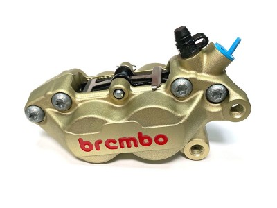 BREMBO OE FRONT BRAKE CALIPER P4-30/34  R/H GOLD 40MM LUGS, 1 PIN BEN-066 PADS image